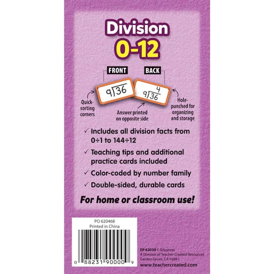 Edupress™ Division All Facts 0-12 Flash Cards